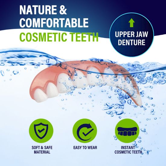 2 Pack,Cosmetic Teeth,Comfortable Upper jaw Denture,Protect Your Teeth and Regain Confident Smile,One Size Fits Most